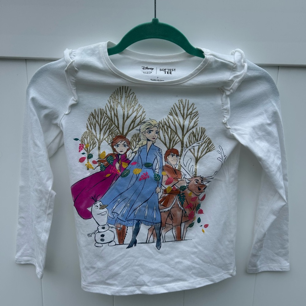 Disney White Long Sleeve Tee with Winter Graphic